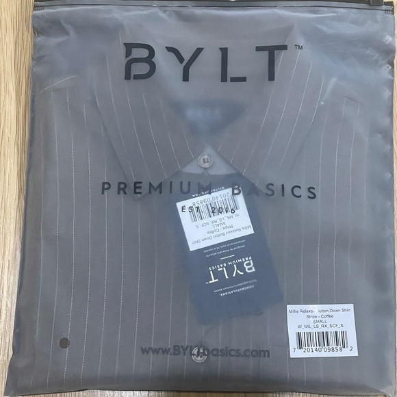 NEW IN BAG BYLT MILLIE RELAXED BUTTON DOWN SHIRT- Striped- Coffee- size S - Picture 5 of 6